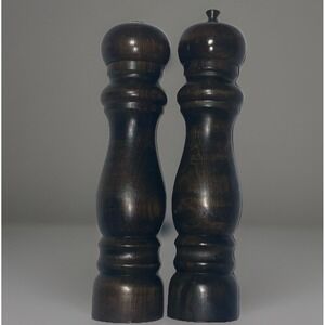 Vintage Wooden Salt Pepper Mill Grinder Set 8 Inch Made in Japan Cottage Rustic